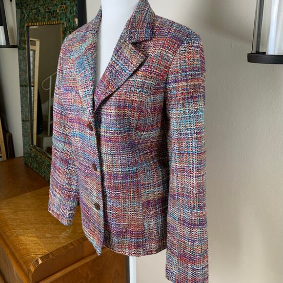 Coldwater Creek Size S Women's Tweed Blazer Jacket Pink Fall Workwear - Picture 3 of 11